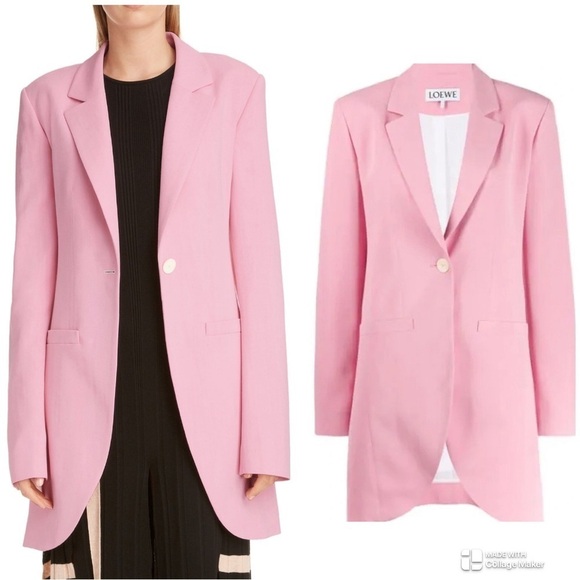Loewe SINGLE-BREASTED BLAZER COAT IN PINK - Picture 1 of 9